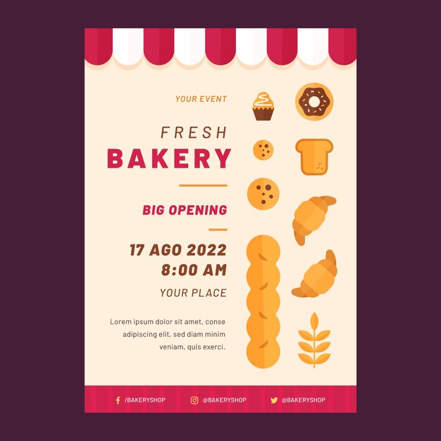 Minimal bakery shop poster template