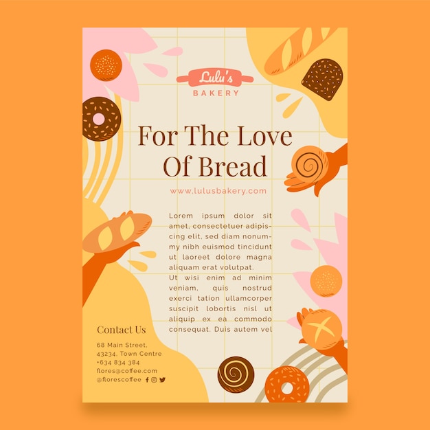 Free vector minimal bakery shop poster template