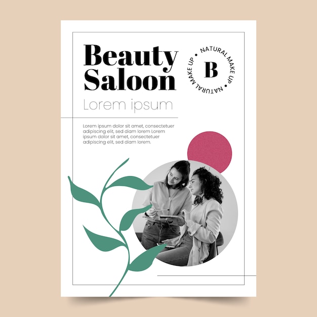 Free vector minimal beauty salon poster template