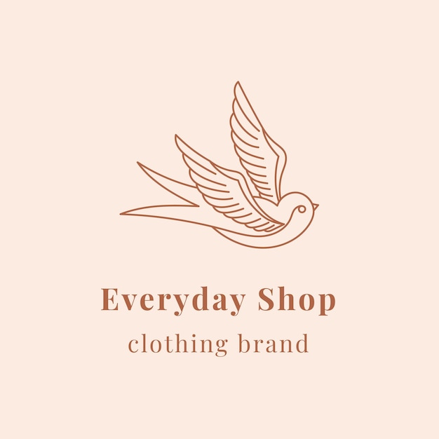 Minimal bird logo template for organic brands in earth tone