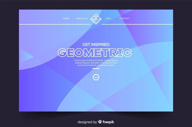 Vettore gratuito pagina di destinazione geometrica blu minima