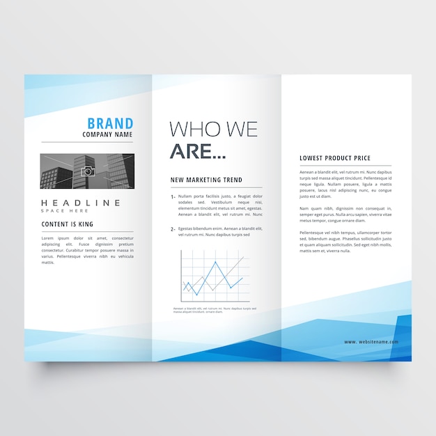 Free vector minimal blue trifold brochure layout background