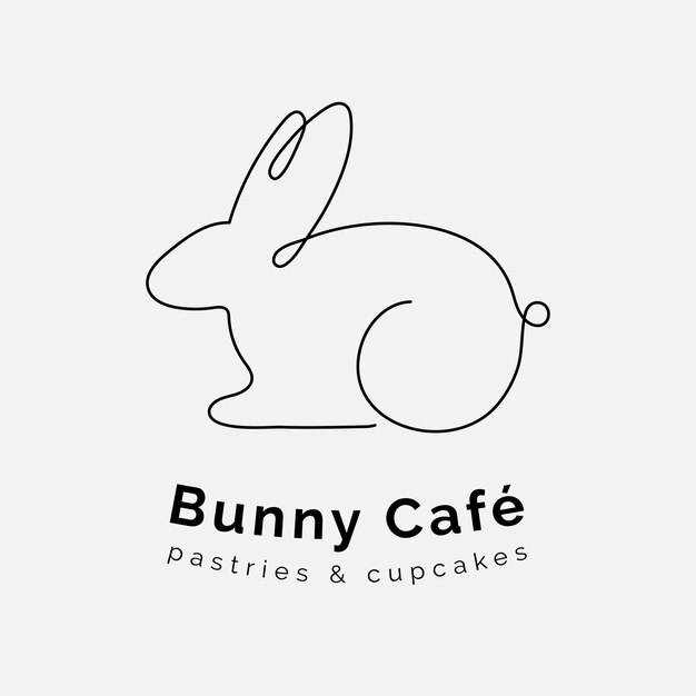 Minimal bunny logo template, editable line art design vector