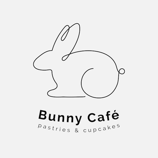 Minimal bunny logo template, editable line art design vector