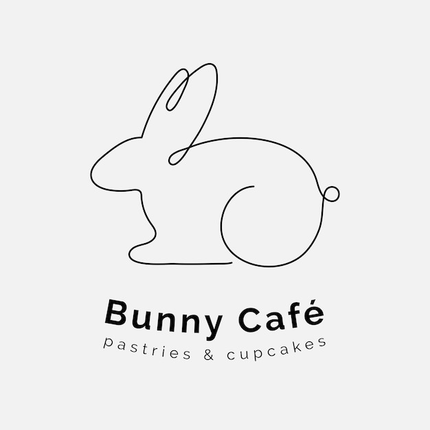 Минимальный шаблон логотипа кролика, редактируемый вектор дизайна линии искусства