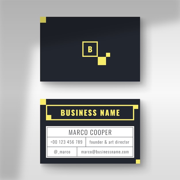 Free vector minimal business card with blue and yellow