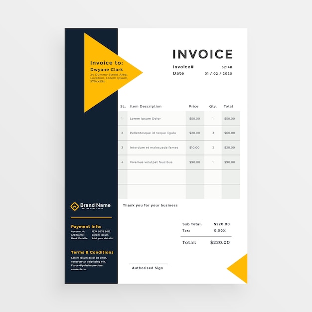 minimal business invoice template design