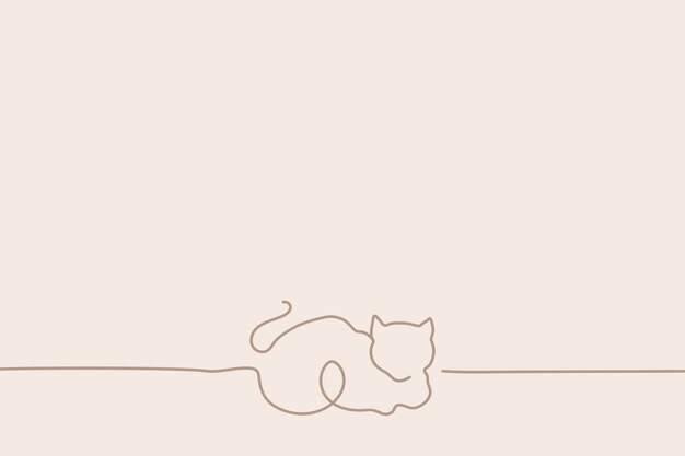 Minimal cat background, line art illustration vector