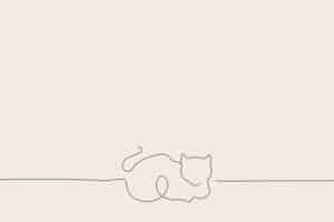 無料ベクター 最小限の猫の背景、線画イラストベクトル