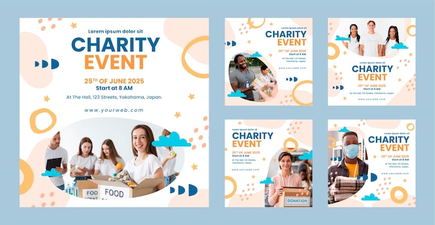 Free vector minimal charity event instagram posts