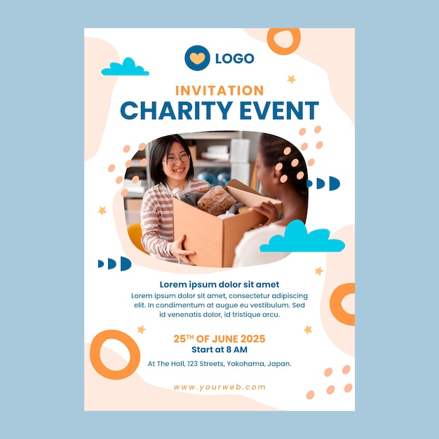 Free vector minimal charity event invitation template