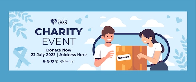 Free vector minimal charity event twitter header template