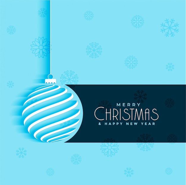 Minimal christmas ball design blue background