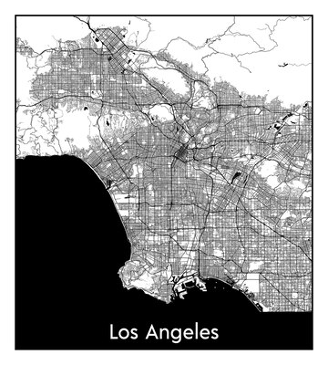 North Los Angeles Map Premium Vector | Minimal City Map Of Los Angeles (United States, North  America)