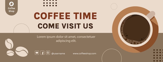 Free vector minimal coffee shop facebook cover