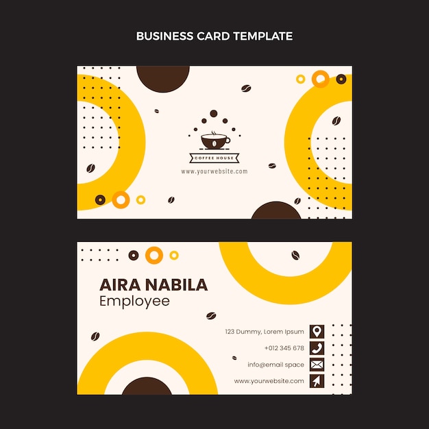 Minimal coffee shop horizontal business card template