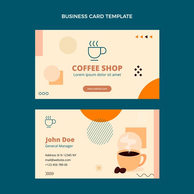 Minimal coffee shop horizontal business card