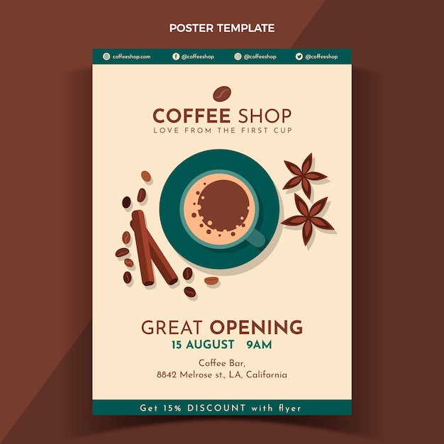 Free vector minimal coffee shop poster template