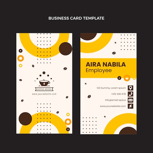 Minimal coffee shop vertical business card template