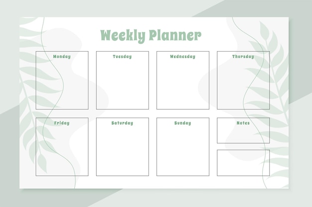 Free vector minimal daily weekly planner template design