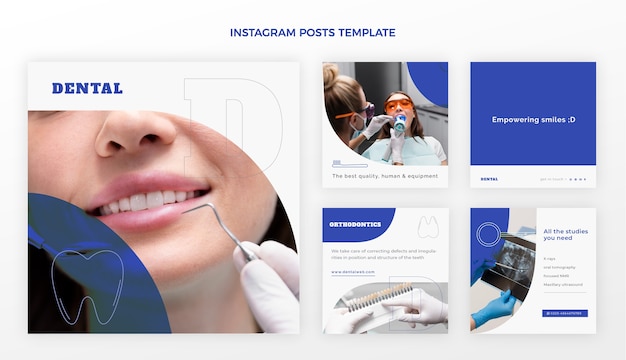 Vettore gratuito post di instagram della clinica dentale minima