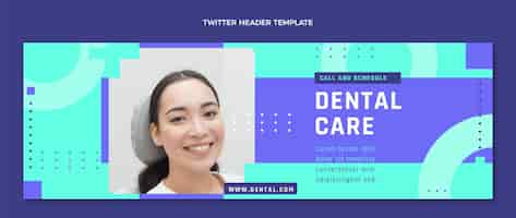Vettore gratuito intestazione twitter della clinica dentale minima