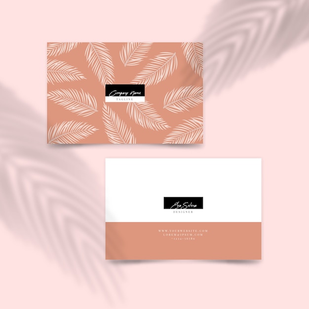 Minimal design for business card with leaves