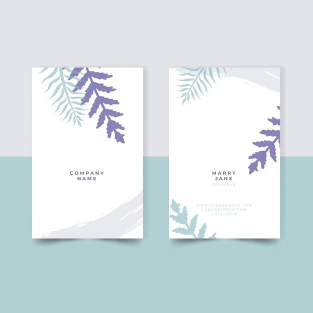 Minimal design for company business card with leaves