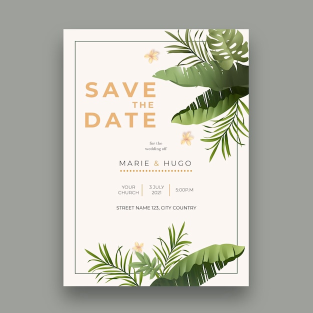 Minimal design wedding card template