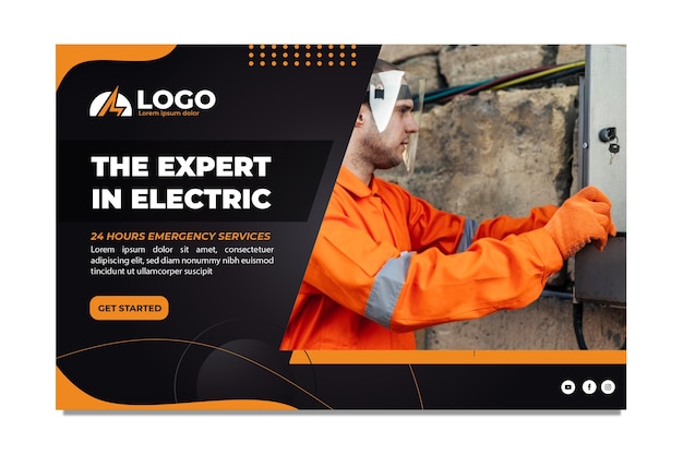 Minimal electrician banner template