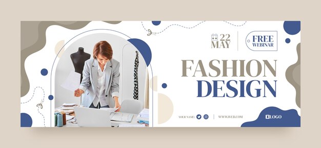 Free vector minimal fashion atelier facebook cover