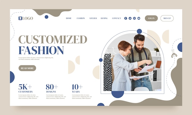 Free vector minimal fashion atelier landing page