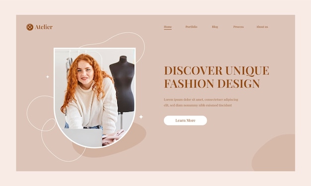 Minimal fashion atelier landing page