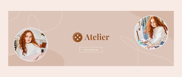 Free vector minimal fashion atelier twitter header