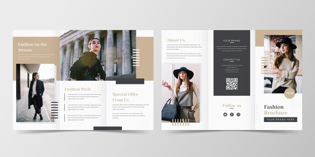 Minimal fashion trifold brochure template