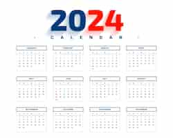 Free vector minimal and flat style 2024 new year schedule calendar template design vector