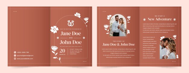 Minimal floral wedding brochure template
