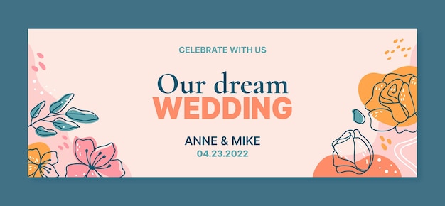 Minimal floral wedding facebook cover