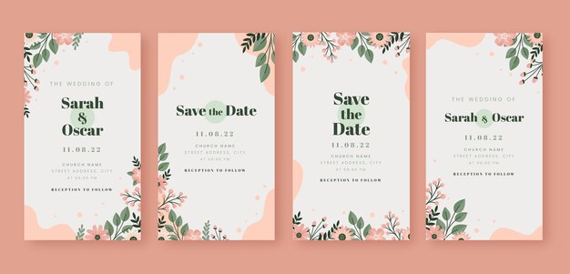 Minimal floral wedding instagram stories