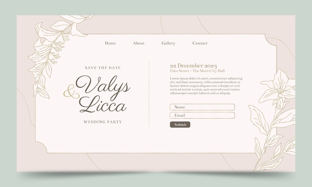 Free vector minimal floral wedding landing page