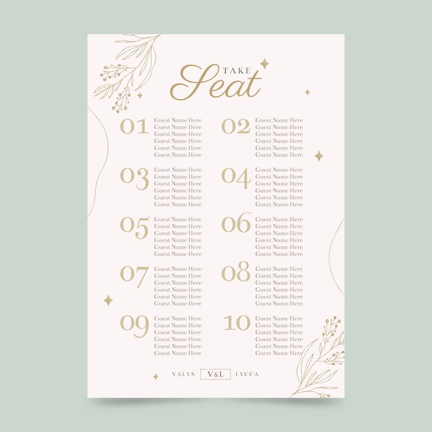 wedding table seating plan template free download Free vector minimal floral wedding poster template