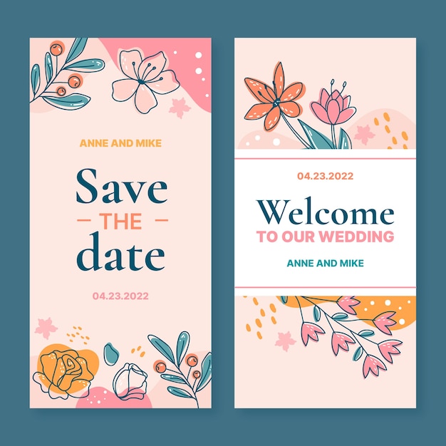 Minimal floral wedding vertical banner