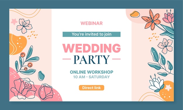 Free vector minimal floral wedding webinar template