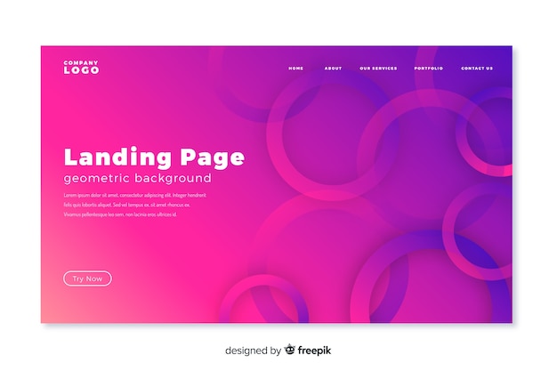 Minimal geometric landing page template