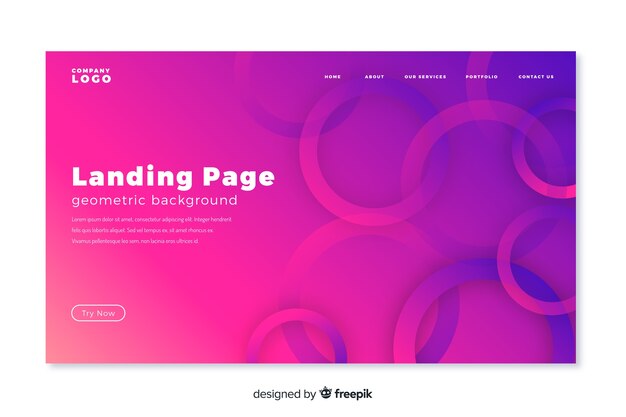 Minimal geometric landing page template