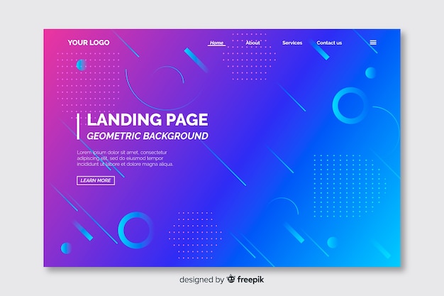 最小限の幾何学的なランディングページテンプレート
