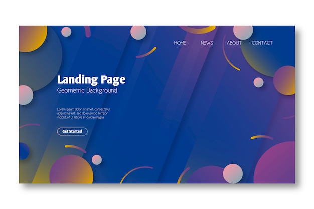 最小限の幾何学的なランディングページテンプレート