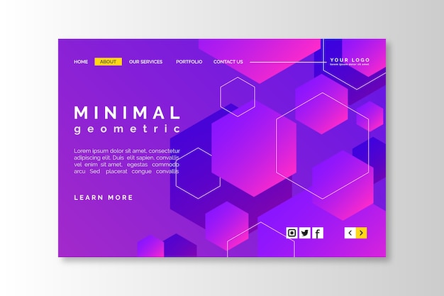 Minimal geometric landing page template