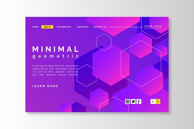 Minimal geometric landing page template