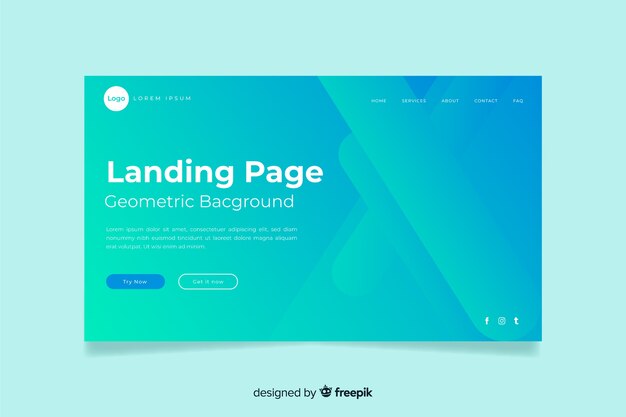 Minimal geometric landing page